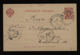 Russia 1904 3k Red Stationery Card To Riga__(9828) - Stamped Stationery