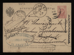 Russia 1885 3k Red Stationery Card To Netherlands__(9848) - Enteros Postales