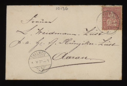 Switzerland 1873 Thalweil Cover To Aarau__(10136) - Lettres & Documents