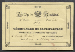 Switzerland 1843 Neuchatel Old Document__(8514) - ...-1845 Prefilatelia