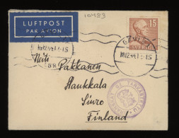 Sweden 1941 Gävle Censored Air Mail Cover To Finland__(10483) - Storia Postale