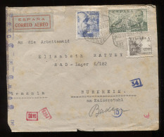 Spain 1943 Madrid Censored Air Mail Cover To Burkheim__(8881) - Covers & Documents