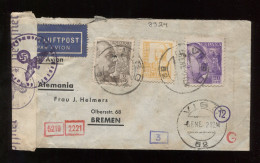 Spain 1942 Vigo Censored Air Mail Cover To Bremen__(8924) - Cartas & Documentos