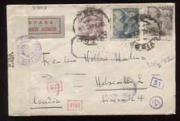 Spain 1942 Censored Air Mail Cover To Finland__(8903) - Covers & Documents