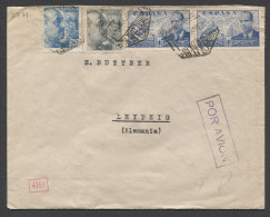 Spain 1940's Censored Air Mail Cover To Leipzig__(8871) - Cartas & Documentos