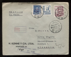 Spain 1940 Vigo Censored Air Mail Cover To Germany__(9191) - Storia Postale