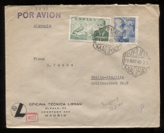 Spain 1940 Madrid Censored Air Mail Cover To Berlin__(8879) - Brieven En Documenten