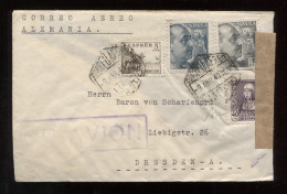 Spain 1940 Madrid Censored Air Mail Cover To Dresden__(8944) - Storia Postale