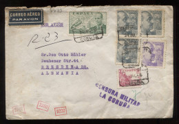 Spain 1940 Coruna Censored Air Mail Cover To Dresden__(8873) - Brieven En Documenten