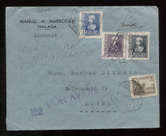 Spain 1939 Malaga Censored Air Mail Cover To Mainz__(9145) - Cartas & Documentos