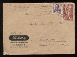 Saarpost 1949 Saarbrucken Cover To Frankfurt__(8779) - Blokken & Velletjes