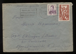 Saarpost 1948 Saarbrucken Slogan Cancellation Cover To Ettlingen__(8724) - Hojas Y Bloques