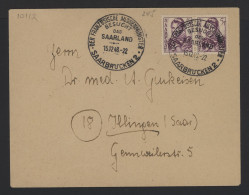 Saarpost 1948 Saarbrucken 2 Special Cancellation Cover To Illingen__(10112) - Hojas Y Bloques