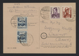 Saarpost 1948 Dirmingen Card To Waldshut__(10109) - Hojas Y Bloques