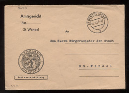 Saarland 1957 St.Wendel Burgermeister Cover__(8689) - Cartas & Documentos