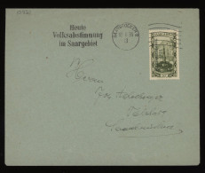 Saargebiet 1935 Saarbrucken Slogan Cancellation Cover__(10821) - Lettres & Documents