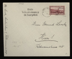 Saargebiet 1935 Saarbrucken Slogan Cancellation Cover__(10824) - Lettres & Documents