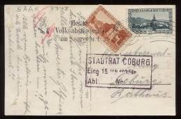 Saargebiet 1935 Saarbrucken Postcard To Coburg__(8348) - Lettres & Documents