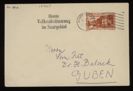 Saargebiet 1935 Saarbrucken 2 Slogan Cancellation Cover To Guben__(10825) - Lettres & Documents