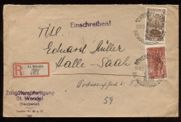 Saargebiet 1934 St.Wendel Registered Cover To Halle__(8576) - Lettres & Documents