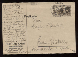 Saargebiet 1934 Saarbrucken Business Card To Berlin__(8280) - Brieven En Documenten