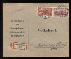 Saargebiet 1931 Saarbrucken 2 Registered Cover To Klarenthal__(8653) - Covers & Documents