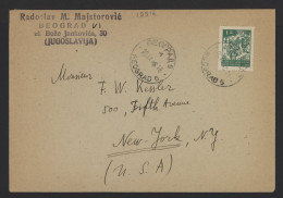 Yugoslavia 1946 Beograd Cover To USA__(12516) - Covers & Documents
