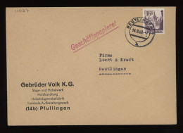 Wurttemberg 1948 Reutlingen Business Cover__(11027) - Cartas & Documentos