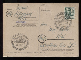 Wurttemberg 1947 Alpisbach Special Cancellation Card To Kiel__(9340) - Covers & Documents