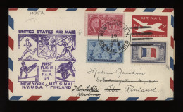 USA 1947 New York Air Mail Cover To Finland__(10352) - 2c. 1941-1960 Briefe U. Dokumente