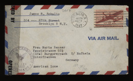 USA 1947 Brooklyn Censored Air Mail Cover To Germany__(9617) - 2c. 1941-1960 Lettres