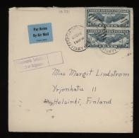 USA 1940 San Francisco Censored Air Mail Cover To Finland__(10331) - 1c. 1918-1940 Briefe U. Dokumente