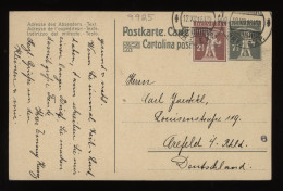 Switzerland 1918 Stationery Card To Germany__(9925) - Entiers Postaux