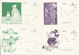 4 Diff 1973 Israel Illus MILITARY SERVICE CARDS Incl CARTOONS Forces Mail Cover Zahal Postcard - Military Mail Service