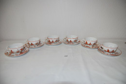 C206 Service De 6 Tasses Et Sous Tasse Asiatique - Porcelaine Fine - Autres & Non Classés