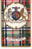 CI93. Vintage Ja-Ja Postcard.  Clan Tartan Heraldic Series. The Dress Stewart. - Moda