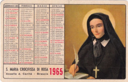 Calendarietto - S.maria Crocifissa Di Rosa - Ancella D.carità - Brescia - Anno 1965 - Petit Format : 1961-70