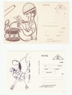 2 Diff 1973 Israel Illus MILITARY SERVICE CARDS Soldier TANK & AMMUNITION Forces Mail Cover Zahal Postcard - Briefe U. Dokumente