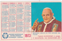 Calendarietto - Unione Nazionale Antiblasfema - Leumann - Torino - Anno 1973 - Formato Piccolo : 1971-80