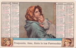 Calendarietto  -parrocchia S.lucia - Reggio Calabria - Anno 1967 - Formato Piccolo : 1961-70