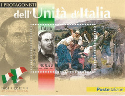 (REPUBBLICA ITALIANA) 2011, FOGLIETTO MNH, I PROTAGONISTI DELL'UNITÀ D'ITALIA (CARLO PISACANE) - Blocchi & Foglietti