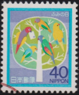 1984 Japan° Mi:JP 1592, Sn:JP 1566, Yt:JP 1493, Sg:JP 1745, Sak:JP C990, Letter Writing Day, Vögel, Papageien - Used Stamps