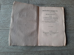 Principes Ou Recueil De Faits Relatifs à L'intelligence Humaine Destutt Comte De Tracy 1817 - 1701-1800