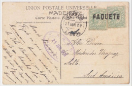MADEIRA To URUGUAY Royal Mail Steam Packet Co PAQUEBOT Postmark SS AMAZON PC 1908 - Marcophilie