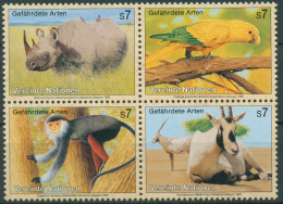 UNO Wien 1995 Gefährdete Tiere Nashorn Sittich Affe Oryx 180/83 ZD Postfrisch - Unused Stamps