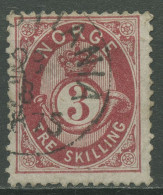 Norwegen 1872/75 Posthorn A. Schraffiertem Grund 3 Skilling, 18 A Gestempelt - Gebraucht