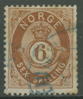 Norwegen 1872/75 Posthorn A. Schraffiertem Grund 6 Skilling, 20 Gestempelt - Gebraucht