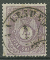Norwegen 1872/75 Posthorn A. Schraffiertem Grund 4 Sk., 19 E Gestempelt, Mängel - Gebraucht