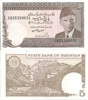 Pakistan P38, 5 Rupee, Mohammed Aki Jinnah / Khojak Railroad Tunnel UNC $4 CV - Pakistan