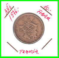 FRANCIA , 1974-1987 10 FRANCS 1976 MONEDA, MATHIEU, NICKEL-BRASS, KM:940 - 10 Francs